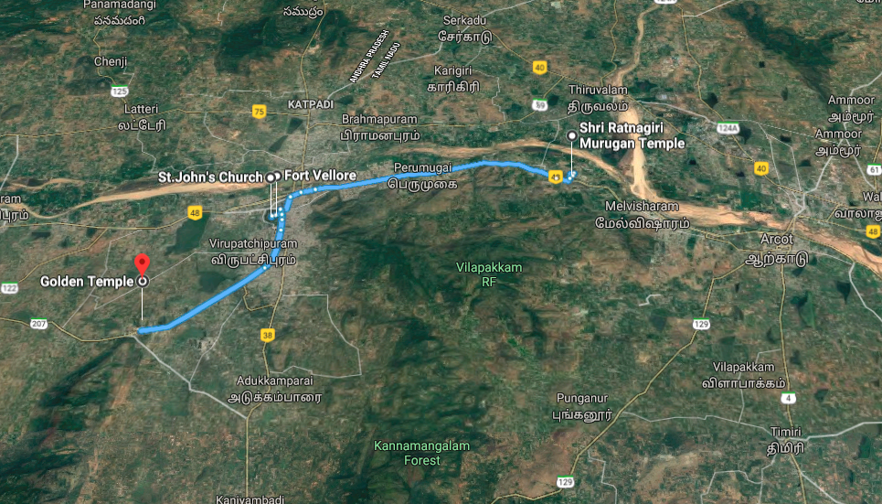 Route plan to spend one day in vellore